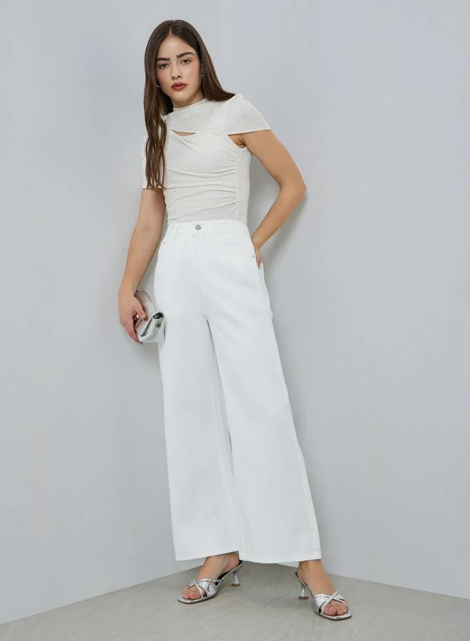 Styli  Women Wide Leg Jeans with Pockets for Women | Best Price UAE